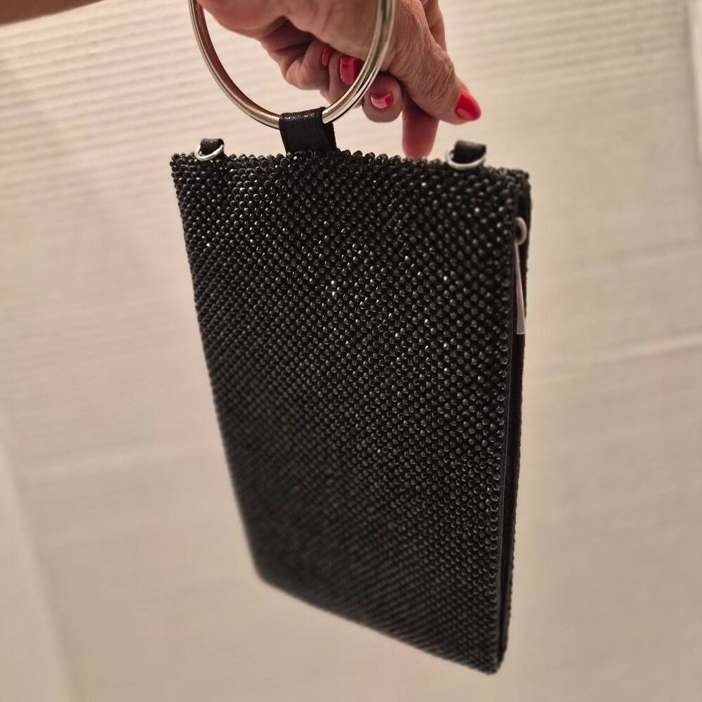 NWOT Black INC Molyy Sequin Bangle Clutch Party Pouch Bag Evening Purse Sexy - Picture 5 of 10